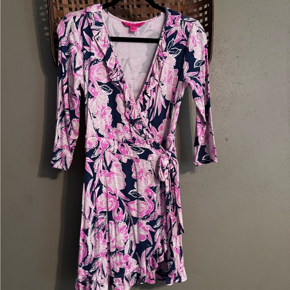 Lilly Pulitzer Floral Dress with Pink and Blue Pattern